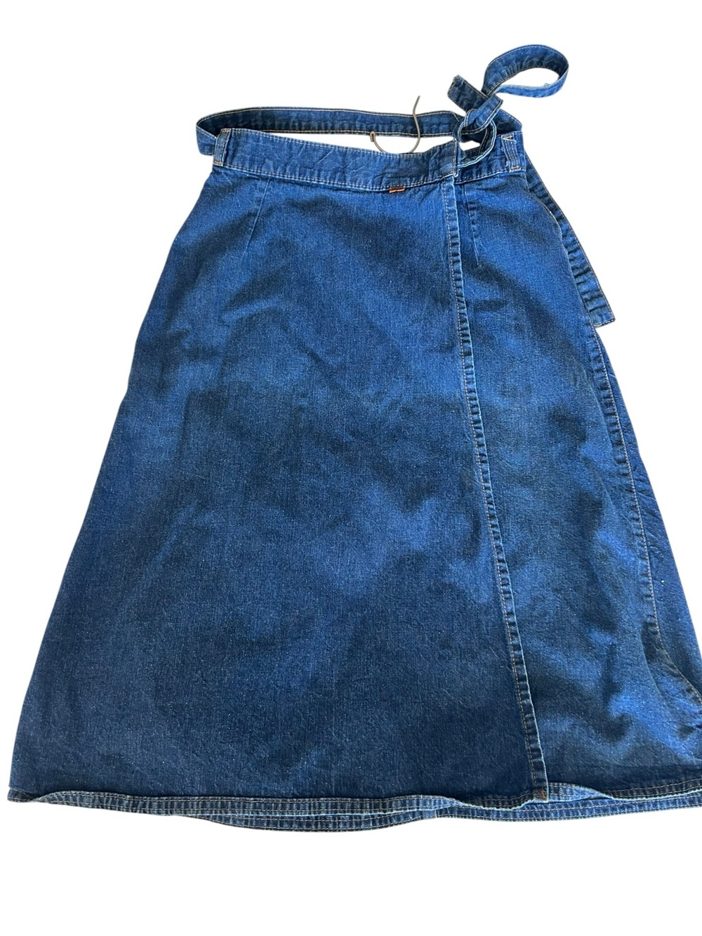 Levi’s Vintage 1970s Orange Tab Wrap A-Line Denim Midi Skirt Rare - Picture 7 of 14